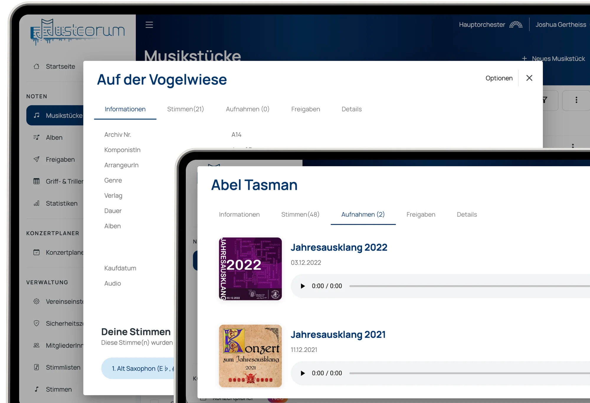 Musikstücke im Detail