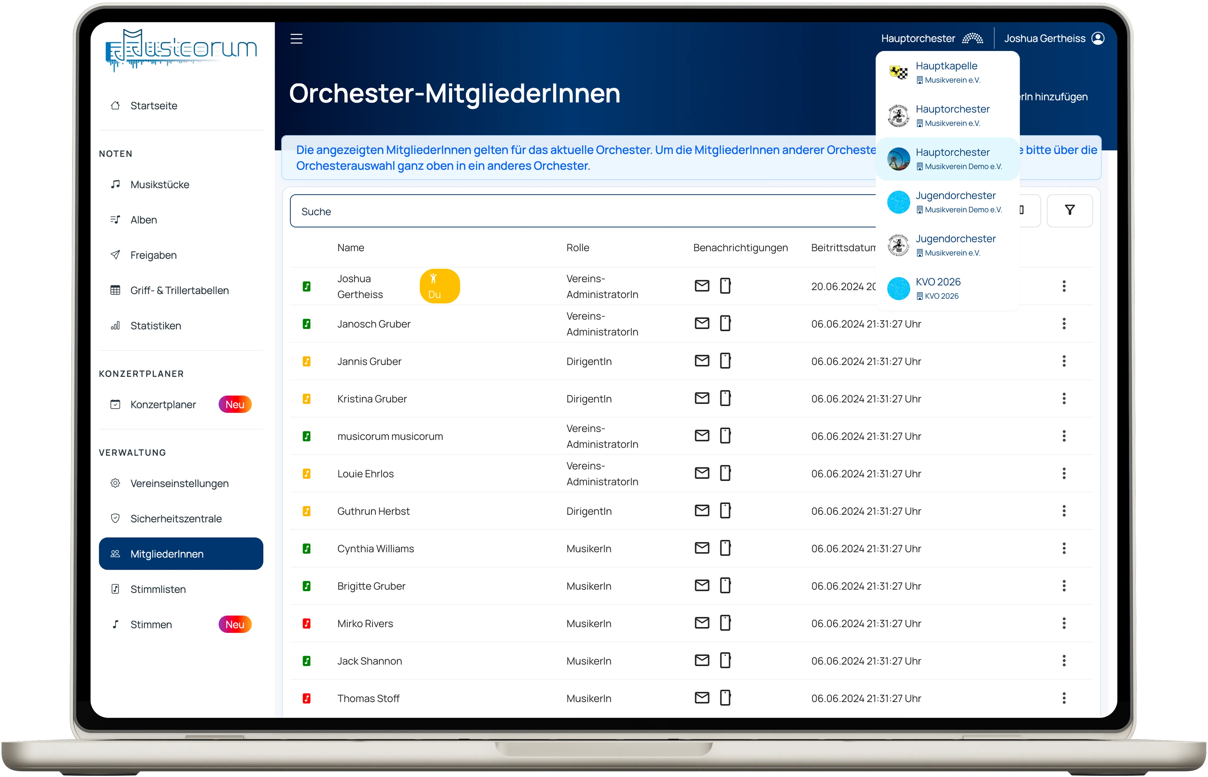Vereins und Orchesterverwaltung